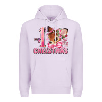 Lilac my first christmas pink reindeer Premium Hoodie - MaliasSmallBusiness
