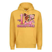 Mustard my first christmas pink reindeer Premium Hoodie - MaliasSmallBusiness