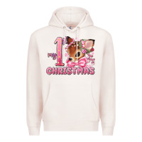 Pale Pink my first christmas pink reindeer Premium Hoodie - MaliasSmallBusiness