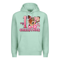 Seafoam my first christmas pink reindeer Premium Hoodie - MaliasSmallBusiness