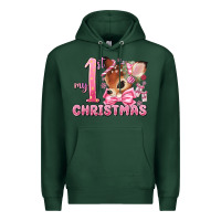 Sports Green my first christmas pink reindeer Premium Hoodie - MaliasSmallBusiness