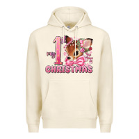 Tofu my first christmas pink reindeer Premium Hoodie - MaliasSmallBusiness