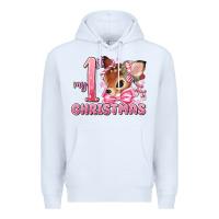 White my first christmas pink reindeer Premium Hoodie - MaliasSmallBusiness