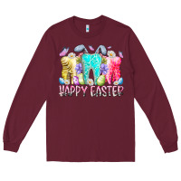 Burgundy happy easter tooth Long Sleeve Tee - RacoonDesign