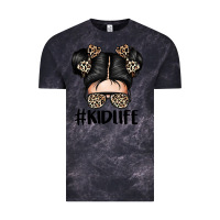 Cloud Black kid life leopard messy bun Vintage Tee - texasbilliewilder