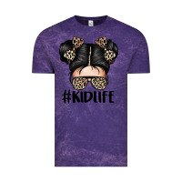 Cloud Purple kid life leopard messy bun Vintage Tee - texasbilliewilder