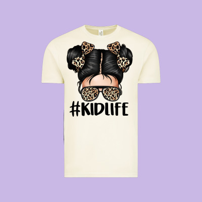Kid Life Leopard Messy Bun Vintage Tee Designed By Texasbilliewilder