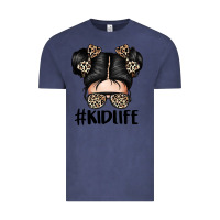 Vintage Denim kid life leopard messy bun Vintage Tee - texasbilliewilder