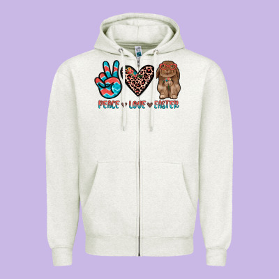 Peace Love Easter Zipper Hoodie Designed By Jahusdesignshop