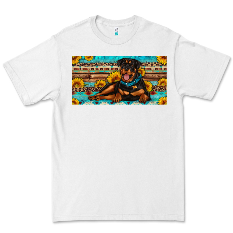 Rottweiler With Sunflowers License Plate Premium Tee by Artiststas | Teevron