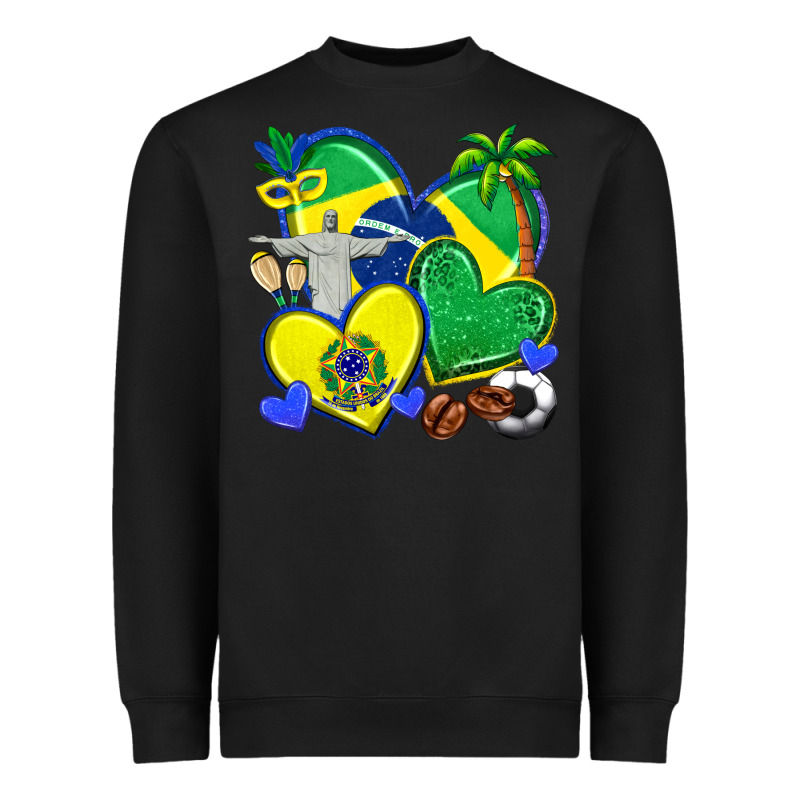 Brazil Hearts Heavyweight Sweatshirt by texasbilliewilder | Teevron