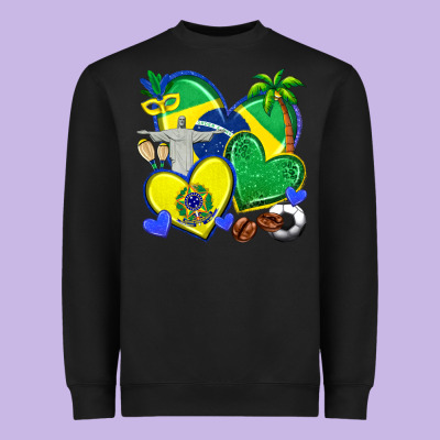 Brazil Hearts Heavyweight Sweatshirt Designed By Texasbilliewilder