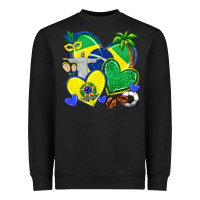 Black brazil hearts Heavyweight Sweatshirt - texasbilliewilder