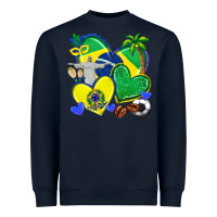 Navy brazil hearts Heavyweight Sweatshirt - texasbilliewilder