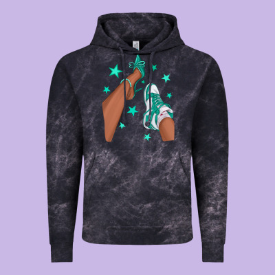 Teal Afro Girl Sneakers And Heels Vintage Hoodie Designed By Texasbilliewilder