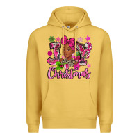 Antique Gold pink christmas joy black woman Premium Hoodie - MaliasSmallBusiness