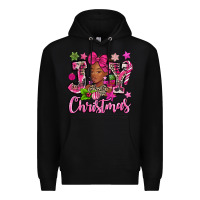 Black pink christmas joy black woman Premium Hoodie - MaliasSmallBusiness