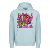 Blue Mist pink christmas joy black woman Premium Hoodie - MaliasSmallBusiness