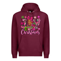 Burgundy pink christmas joy black woman Premium Hoodie - MaliasSmallBusiness