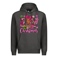 Charcoal Heather pink christmas joy black woman Premium Hoodie - MaliasSmallBusiness