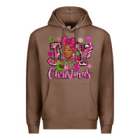 Chestnut pink christmas joy black woman Premium Hoodie - MaliasSmallBusiness