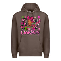 Coffee pink christmas joy black woman Premium Hoodie - MaliasSmallBusiness