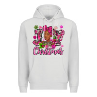 Dove Grey pink christmas joy black woman Premium Hoodie - MaliasSmallBusiness