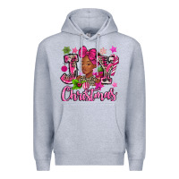 Heather Grey pink christmas joy black woman Premium Hoodie - MaliasSmallBusiness