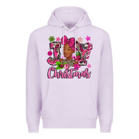 Lilac pink christmas joy black woman Premium Hoodie - MaliasSmallBusiness