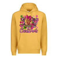 Mustard pink christmas joy black woman Premium Hoodie - MaliasSmallBusiness