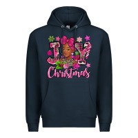 Navy pink christmas joy black woman Premium Hoodie - MaliasSmallBusiness