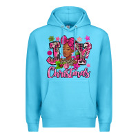 Ocean Blue pink christmas joy black woman Premium Hoodie - MaliasSmallBusiness