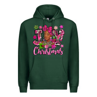 Sports Green pink christmas joy black woman Premium Hoodie - MaliasSmallBusiness