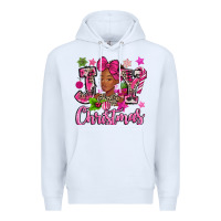 White pink christmas joy black woman Premium Hoodie - MaliasSmallBusiness