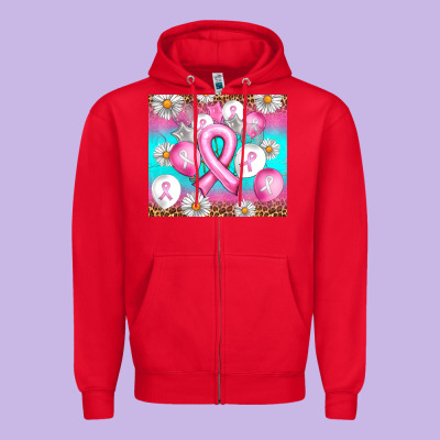 Breast Cancer Balloon Zipper Hoodie Designed By Artiststas