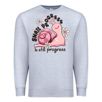 Heather Grey snail progress is stil progress Premium Sweatshirt - MaliasSmallBusiness