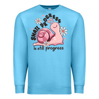 Ocean Blue snail progress is stil progress Premium Sweatshirt - MaliasSmallBusiness
