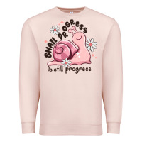 Pale Pink snail progress is stil progress Premium Sweatshirt - MaliasSmallBusiness