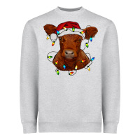 Heather Grey Christmas baby red angus calf with lights Heavyweight Sweatshirt - RanaPortraitStore