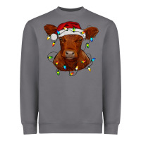 Storm Christmas baby red angus calf with lights Heavyweight Sweatshirt - RanaPortraitStore