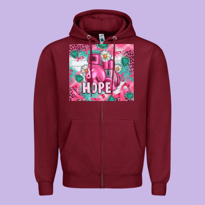 Breast Cancer Boxing Gloves Zipper Hoodie Designed By Artiststas