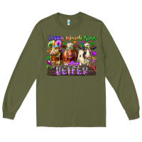 Army Green happy mardi gras heifer Long Sleeve Tee - RacoonDesign