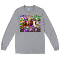 Heather Grey happy mardi gras heifer Long Sleeve Tee - RacoonDesign