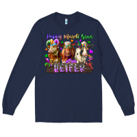 Navy happy mardi gras heifer Long Sleeve Tee - RacoonDesign