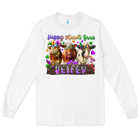 White happy mardi gras heifer Long Sleeve Tee - RacoonDesign