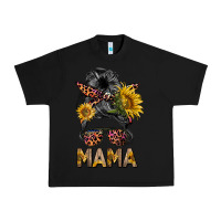 Black mess bun mama sunflowers Urban Heavy Tee - BarkalooDesign