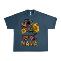 Midnight Navy mess bun mama sunflowers Urban Heavy Tee - BarkalooDesign