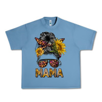 Pebble Blue mess bun mama sunflowers Urban Heavy Tee - BarkalooDesign