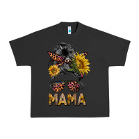 Pigment Black mess bun mama sunflowers Urban Heavy Tee - BarkalooDesign