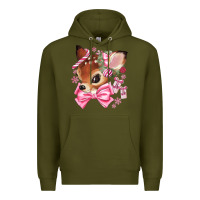 Army Green reindeer head christmas Premium Hoodie - MaliasSmallBusiness